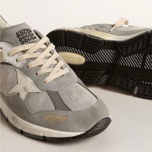 Golden Goose Dad Star sneakers. Grey suede, silver mesh with white star. EUC!